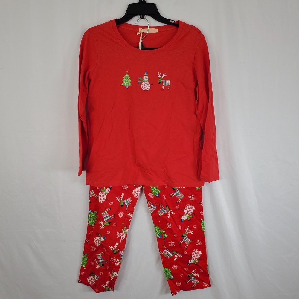 LA CERA Red Holiday Cotton Pajama Set